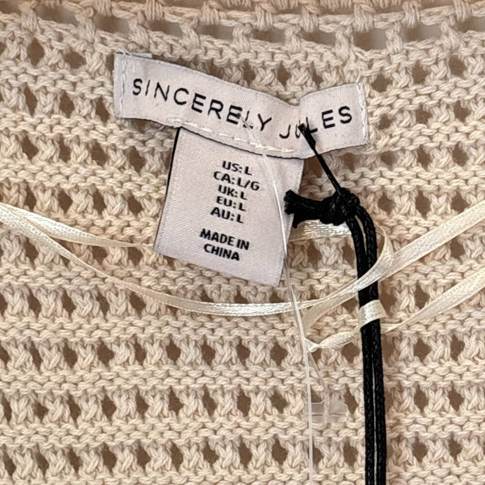 Sincerely Jules Crochet Open Knit Sleeveless Top Button SZ Large Beach Boho NEW - Picture 6 of 16